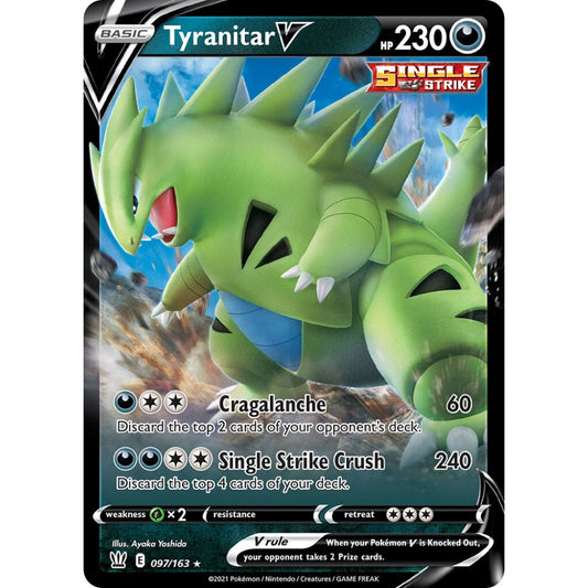 Tyranitar V Holo Rare V 097/163 Pokemon Card Game Battle Styles
