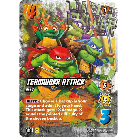 Teamwork Attack 127/186 TMNT01 Universus Teenage Mutant Ninja Turtles Attack UR