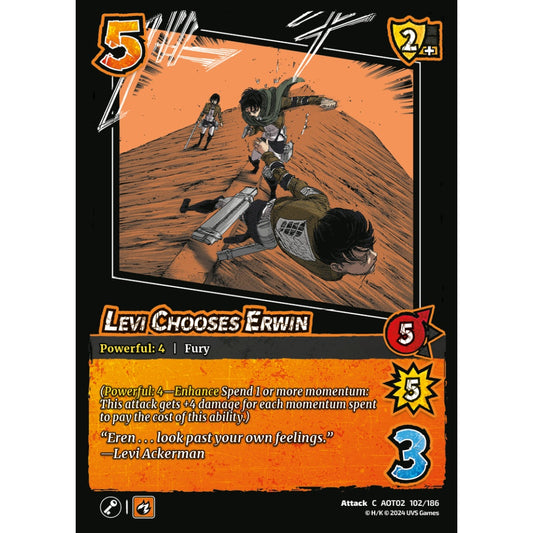Levi Chooses Erwin, 102/186, AOT02, Universus, Attack on Titan: Origins of Power, Attack, C