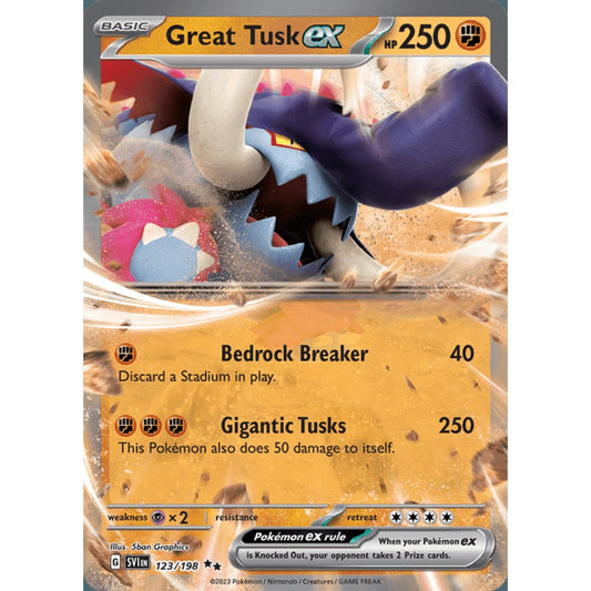 Great Tusk ex Double Rare 123/198 Pokemon Card Game Scarlet & Violet