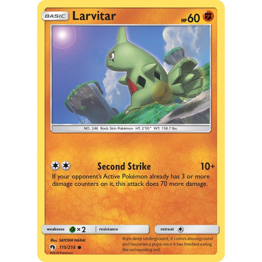 Larvitar Common 115/214 Pokemon Card Game Lost Thunder