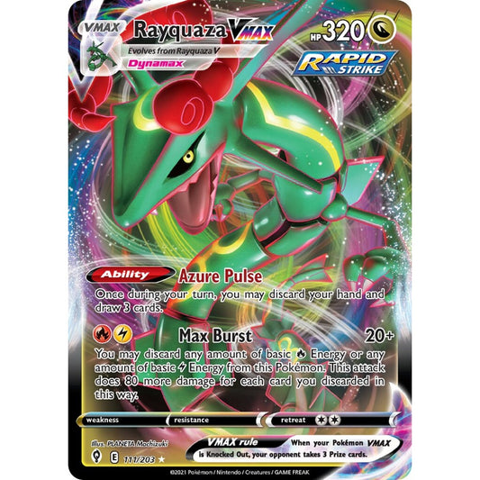 Rayquaza VMAX Holo Rare VMAX 111/203 Pokemon Card Game Evolving Skies