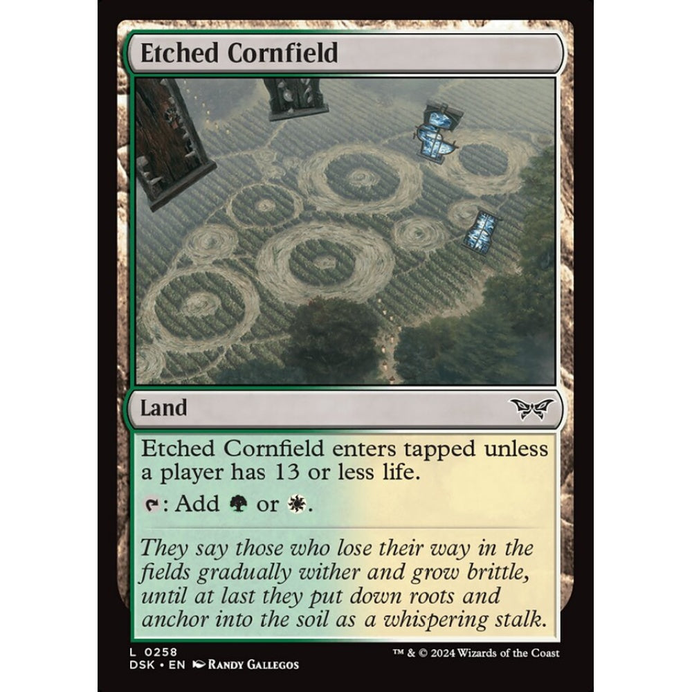 Etched Cornfield, 258, common, Magic: The Gathering, Duskmourn: House of Horror
