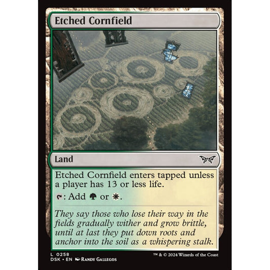 Etched Cornfield, 258, common, Magic: The Gathering, Duskmourn: House of Horror