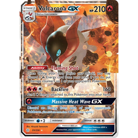 Volcarona-GX Rare Holo GX 35/236 Pokemon Card Game Cosmic Eclipse
