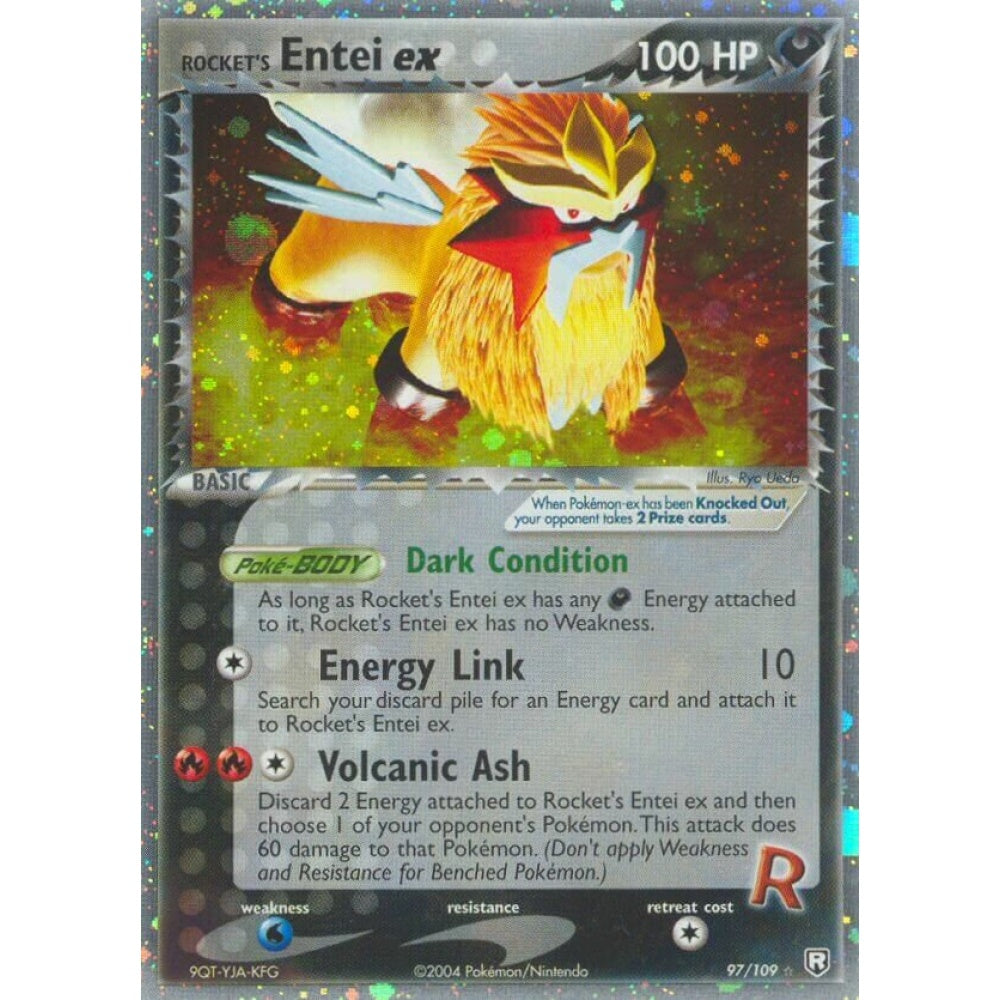 Rocket's Entei ex Rare Holo ex 97/109 Pokemon Card Game EX Team Rocket Returns