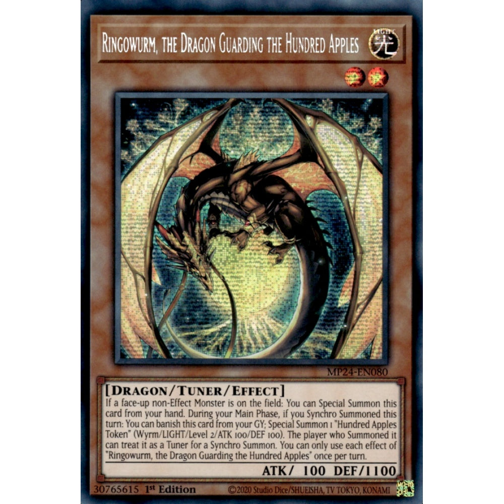 Ringowurm, the Dragon Guarding the Hundred Apples MP24-EN080 Prismatic Prismatic Secret Rare Yu-Gi-Oh 25th Anniversary Tin: Dueling Mirrors in Art