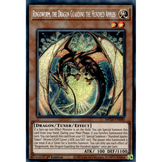 Ringowurm, the Dragon Guarding the Hundred Apples MP24-EN080 Prismatic Prismatic Secret Rare Yu-Gi-Oh 25th Anniversary Tin: Dueling Mirrors in Art