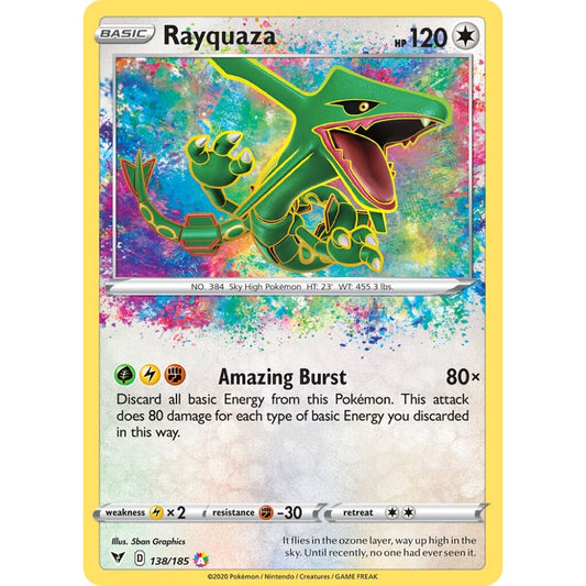 Rayquaza Amazing Rare 138/185 Pokemon Card Game Vivid Voltage