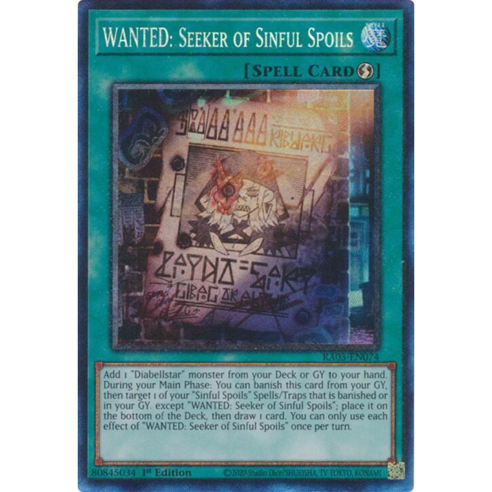 WANTED: Seeker of Sinful Spoils (PCR) RA03-EN074 Collector's Rare Yu-Gi-Oh Quarter Century Bonanza