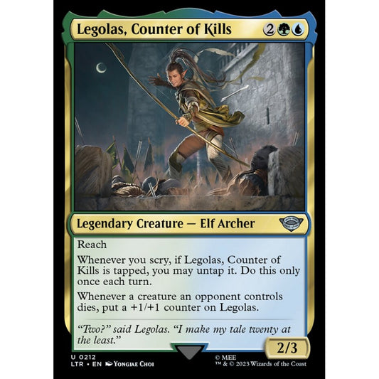 Legolas, Counter of Kills, uncommon, 212, Magic the Gathering, The Lord of the Rings: Tales of Middle-earth