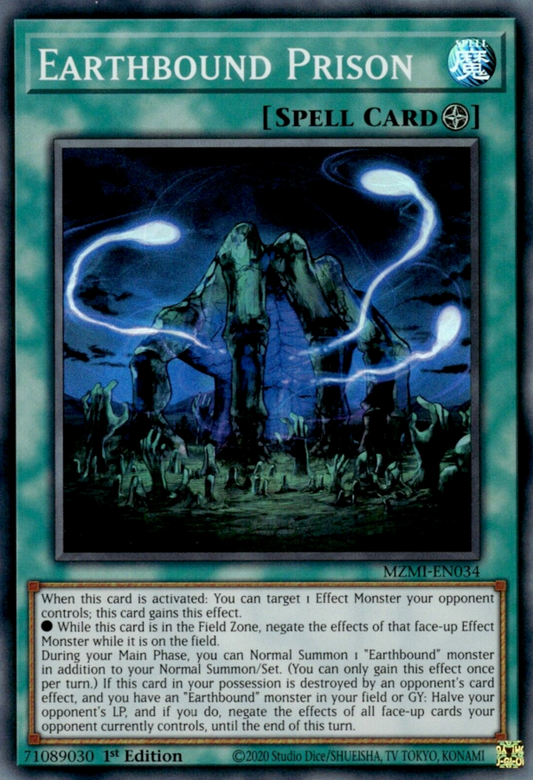 Earthbound Prison MZMI-EN034 Super Super Rare Yu-Gi-Oh Maze of Millennia in Art