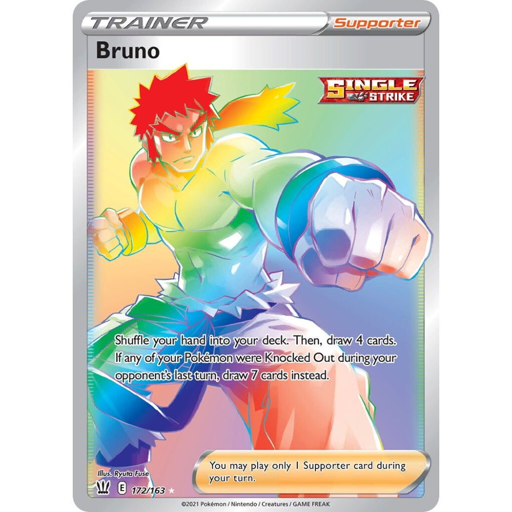 Bruno Rare Rainbow 172/163 Pokemon Card Game Battle Styles