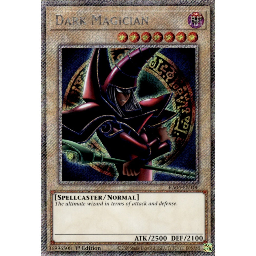 Dark Magician RA04-EN106 Platinum Platinum Secret Rare Yu-Gi-Oh Quarter Century Stampede in Arkana Art