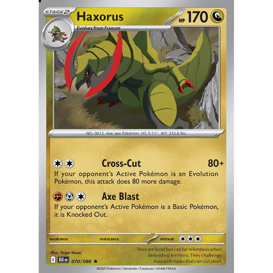 Haxorus Rare 070/086 Pokemon Card Game Black Bolt