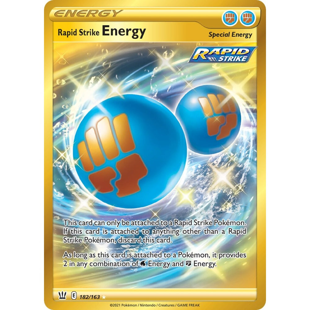 Rapid Strike Energy Rare Secret 182/163 Pokemon Card Game Battle Styles