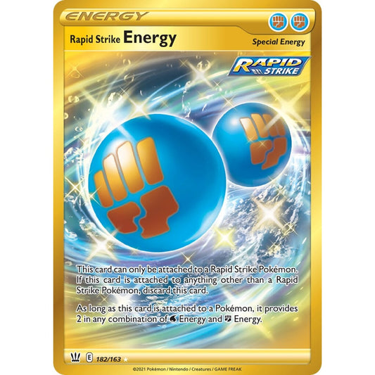 Rapid Strike Energy Rare Secret 182/163 Pokemon Card Game Battle Styles