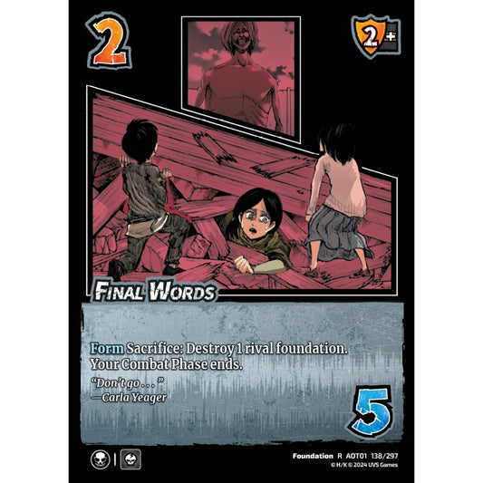Final Words, 138/297, R, UniVersus, Attack on Titan: Battle for Humanity
