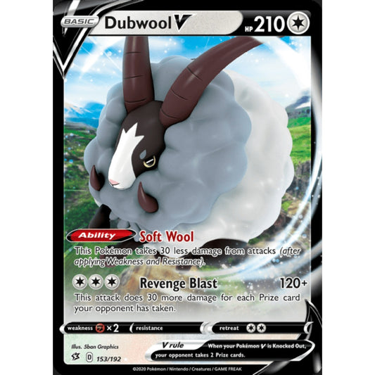 Dubwool V Double Rare 153/192 Pokemon Card Game Rebel Clash