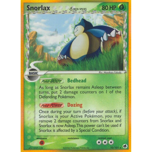 Snorlax Rare Holo 10/101 Pokemon Card Game EX Dragon Frontiers