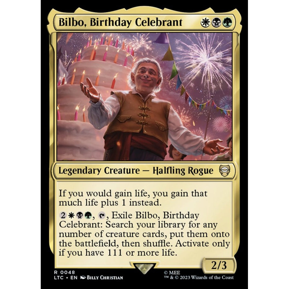 Bilbo, Birthday Celebrant, rare, 48, Magic the Gathering, Tales of Middle-earth Commander