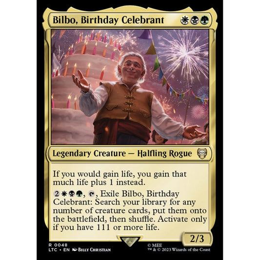 Bilbo, Birthday Celebrant, rare, 48, Magic the Gathering, Tales of Middle-earth Commander