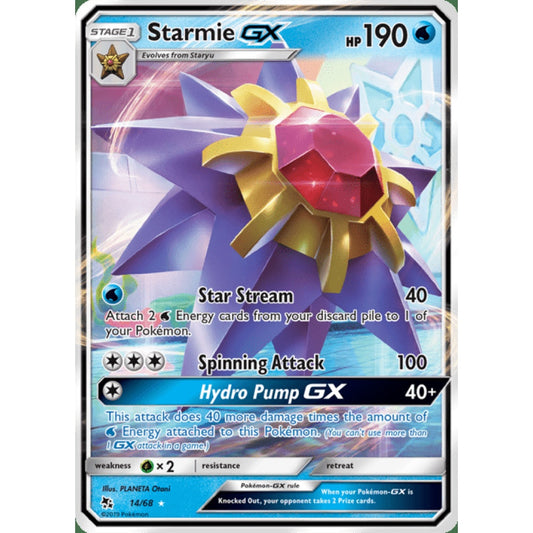 Starmie-GX Double Rare 14/68 Pokemon Card Game Hidden Fates