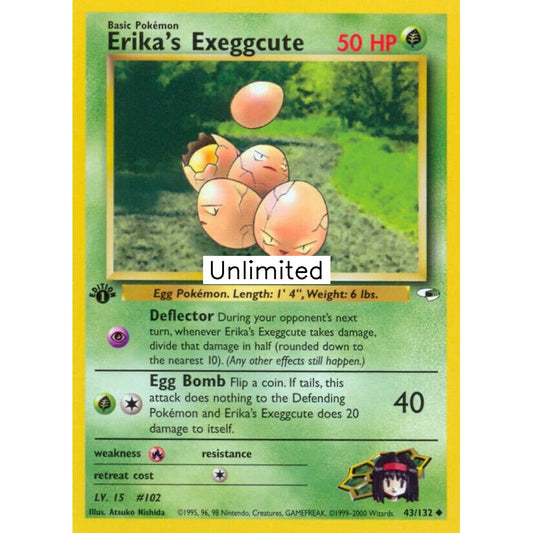 Erika's Exeggcute Uncommon 43/132 Pokemon Card Game Gym Heroes