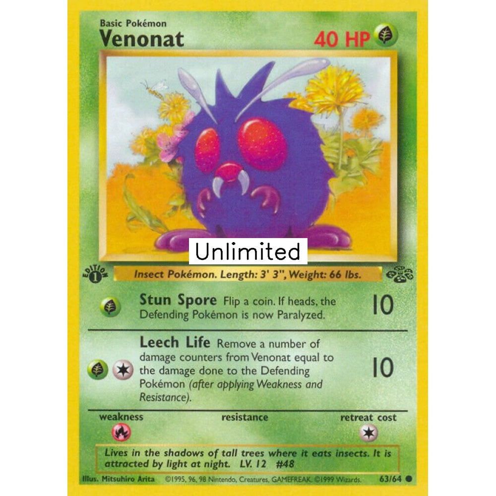 Venonat Common 63/64 Pokemon Card Game Jungle