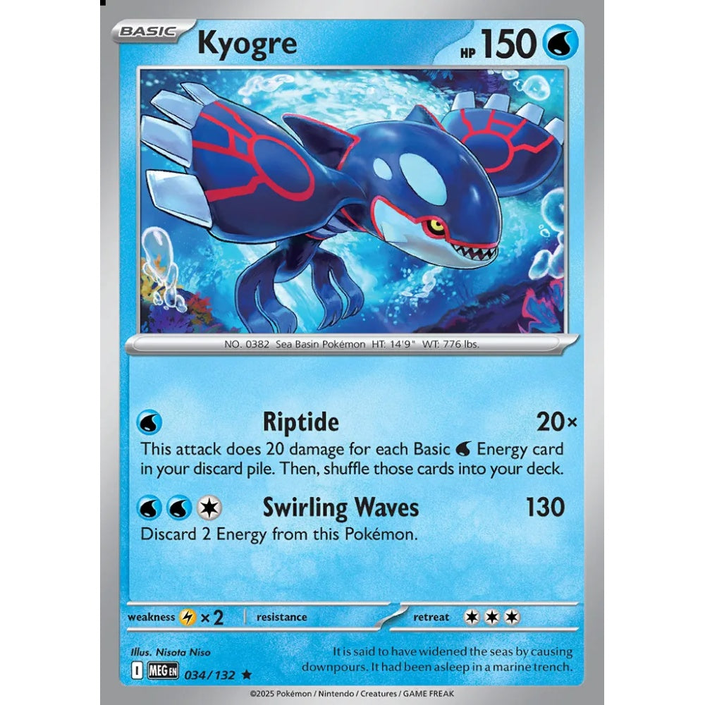 Kyogre Rare 034/132 Pokemon Card Game Mega Evolution