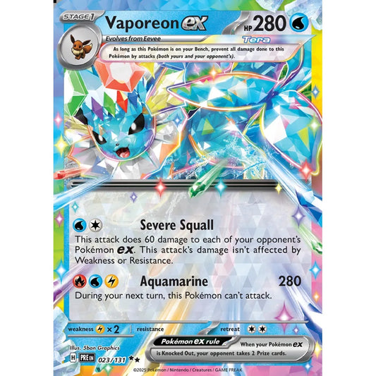 Vaporeon ex Double Rare 023/131 Pokemon Card Game Prismatic Evolutions
