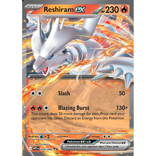 Reshiram ex Double Rare 020/086 Pokemon Card Game White Flare