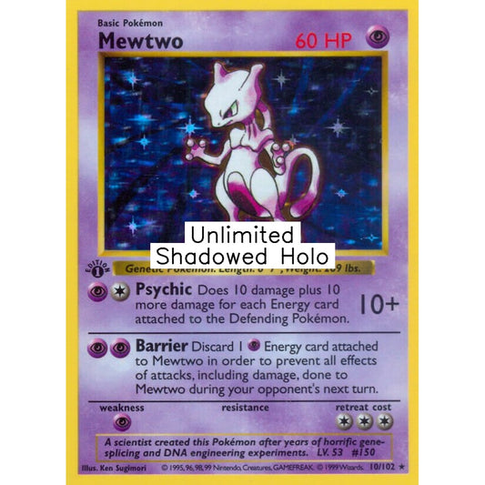 Mewtwo Holo Rare 10/102 Pokemon Card Game Base Set