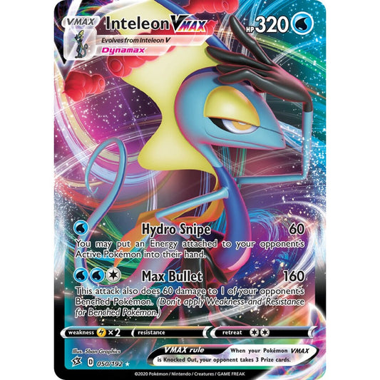 Inteleon VMAX Holo Rare VMAX 050/192 Pokemon Card Game Rebel Clash