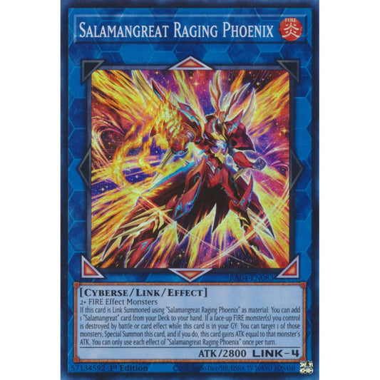 Salamangreat Raging Phoenix RA04-EN083 Secret Secret Rare Yu-Gi-Oh Quarter Century Stampede in Art