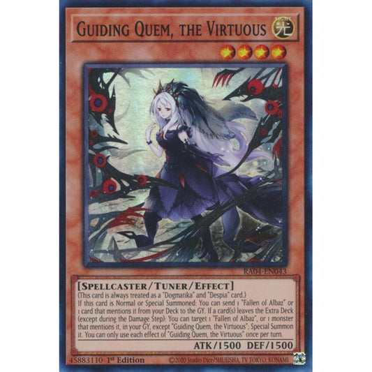 Guiding Quem, the Virtuous RA04-EN043 Super Super Rare Yu-Gi-Oh Quarter Century Stampede in Art