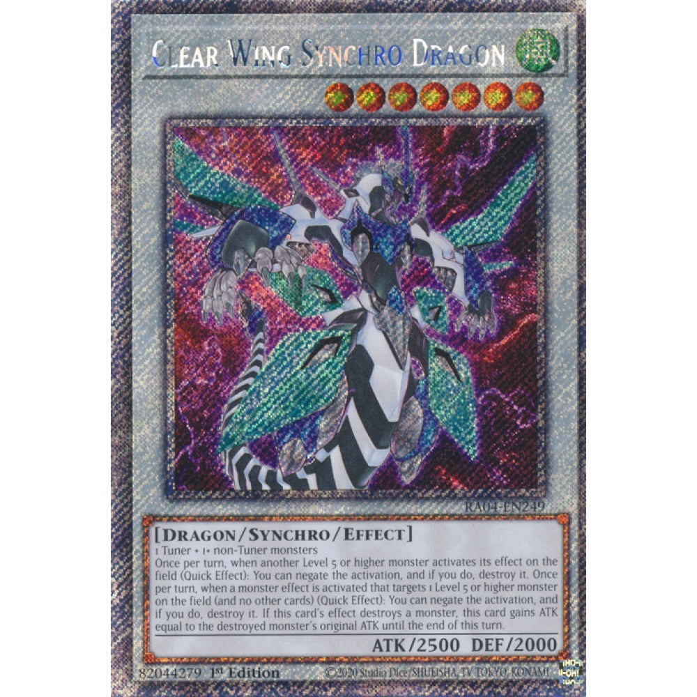 Clear Wing Synchro Dragon RA04-EN249 Platinum Platinum Secret Rare Yu-Gi-Oh Quarter Century Stampede in Art