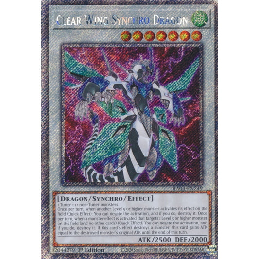 Clear Wing Synchro Dragon RA04-EN249 Platinum Platinum Secret Rare Yu-Gi-Oh Quarter Century Stampede in Art