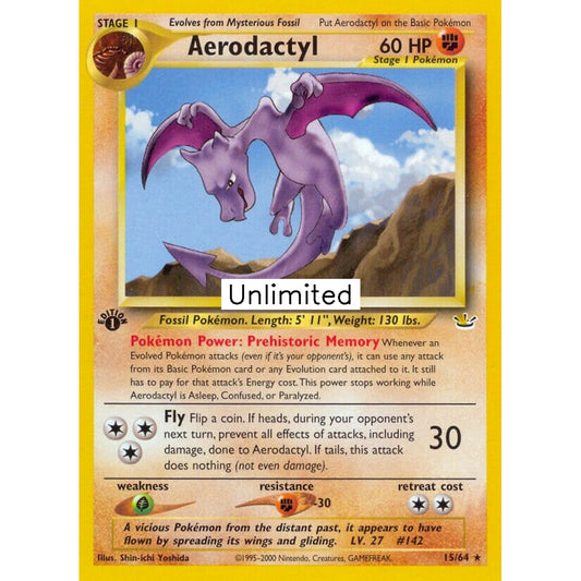 Aerodactyl Rare 15/64 Pokemon Card Game Neo Revelation
