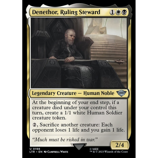 Denethor, Ruling Steward, uncommon, 198, Magic the Gathering, The Lord of the Rings: Tales of Middle-earth