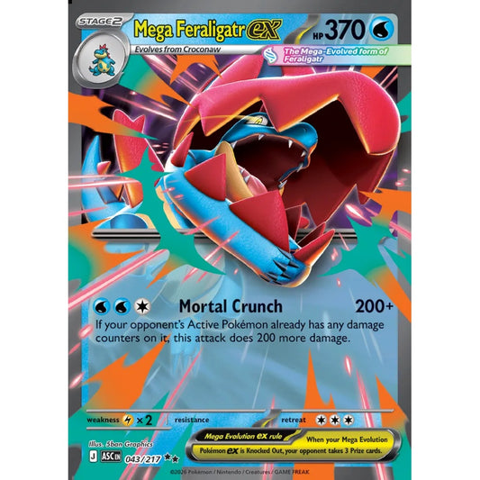 Mega Feraligatr ex Double Rare 043/217 Pokemon Card Game Ascended Heroes