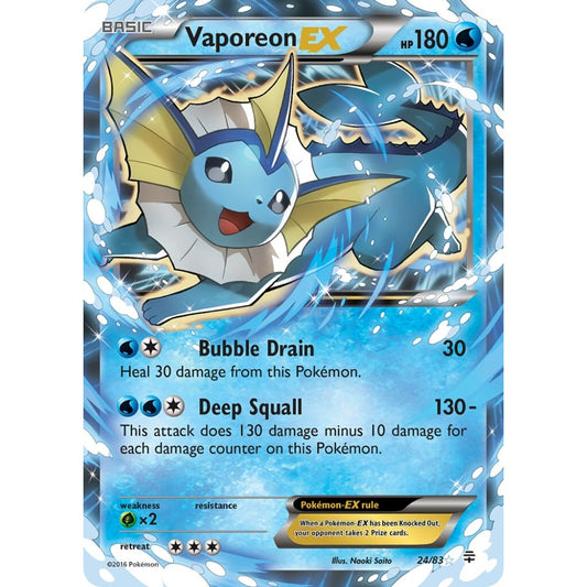 Vaporeon-EX Rare Holo EX 24/83 Pokemon Card Game Generations