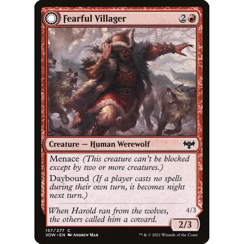 Fearful Villager // Fearsome Werewolf common 157 Magic the Gathering Innistrad: Crimson Vow