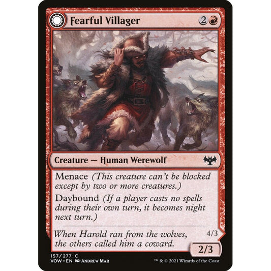 Fearful Villager // Fearsome Werewolf common 157 Magic the Gathering Innistrad: Crimson Vow