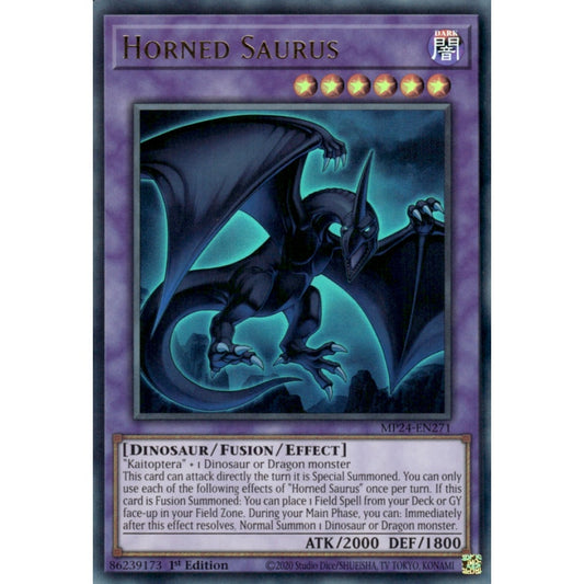 Horned Saurus MP24-EN271 Ultra Ultra Rare Yu-Gi-Oh 25th Anniversary Tin: Dueling Mirrors in Art