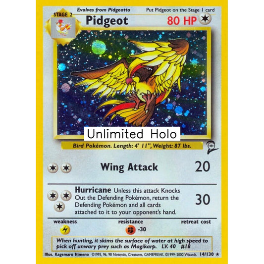 Pidgeot Holo Rare 14/130 Pokemon Card Game Base Set 2