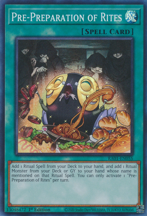 Pre-Preparation of Rites RA01-EN055 Super Super Rare Yu-Gi-Oh 25th Anniversary Rarity Collection in Art