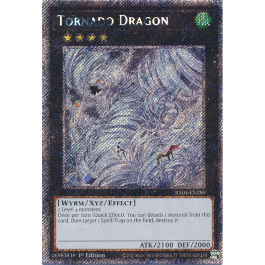 Tornado Dragon RA04-EN289 Platinum Platinum Secret Rare Yu-Gi-Oh Quarter Century Stampede in Art