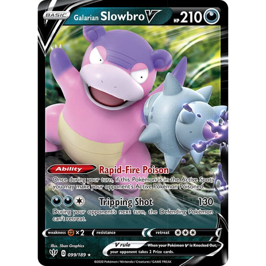 Galarian Slowbro V Holo Rare V 099/189 Pokemon Card Game Darkness Ablaze