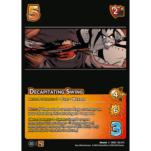 Decapitating Swing, 83/211, CR02, Universus, Critical Role: Heroes Of Exandria, Attack, C